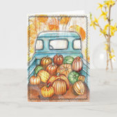 Alter LKW voll Pumpkins Notecard Karte (Gelbe Blume)