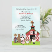 Alter MacDonald EIEIO Bauernhofbarnyard-Geburtstag Einladung (Stehend Vorderseite)