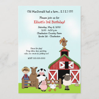Alter MacDonald EIEIO Bauernhofbarnyard-Geburtstag Einladung