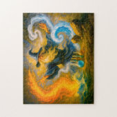 Alter Magier, der die vier Elemente im Öl beherrsc Puzzle (Vertikal)