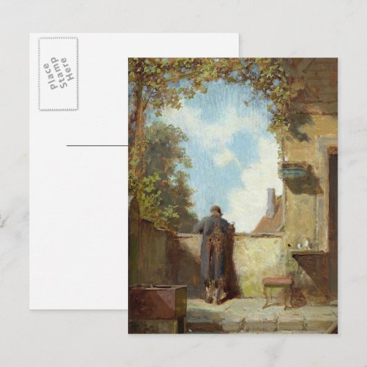 Alter Mann auf der Terrasse Postkarte (Vorne/Hinten)