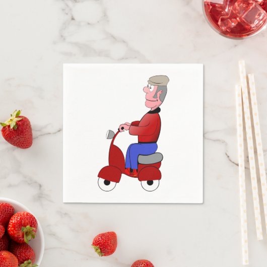 Alter Mann auf einem Scooter-Papier Napkins Serviette (Beispiel)
