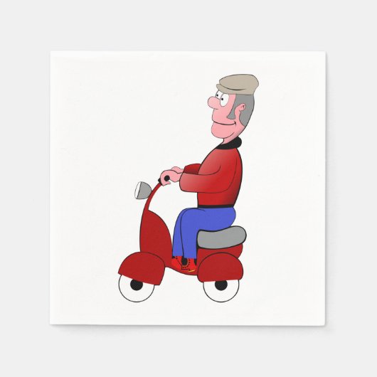 Alter Mann auf einem Scooter-Papier Napkins Serviette (Vorderseite)