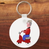 Alter Mann auf einem Scooter-Schlüsselanhänger Schlüsselanhänger (Vorderseite)