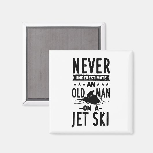 Alter Mann auf Jet Ski Magnet (Vorderseite/Rückseite)