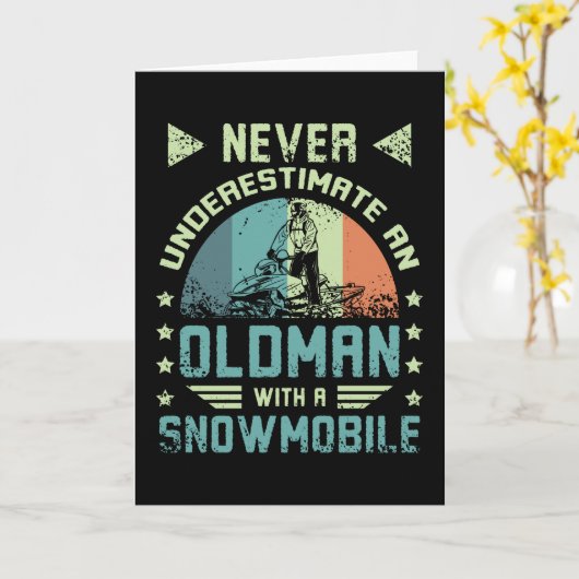 Alter Mann auf Schneemobil Karte (Gelbe Blume)