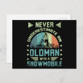 Alter Mann auf Schneemobil Postkarte (Vorne/Hinten)