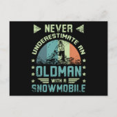 Alter Mann auf Schneemobil Postkarte (Vorderseite)