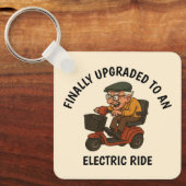 Alter Mann auf Scooter Schlüsselanhänger (Vorderseite)