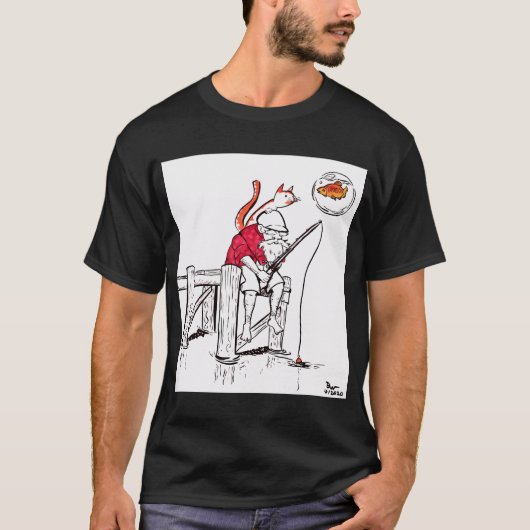 Alter Mann beim Angeln T-Shirt (Vorderseite)