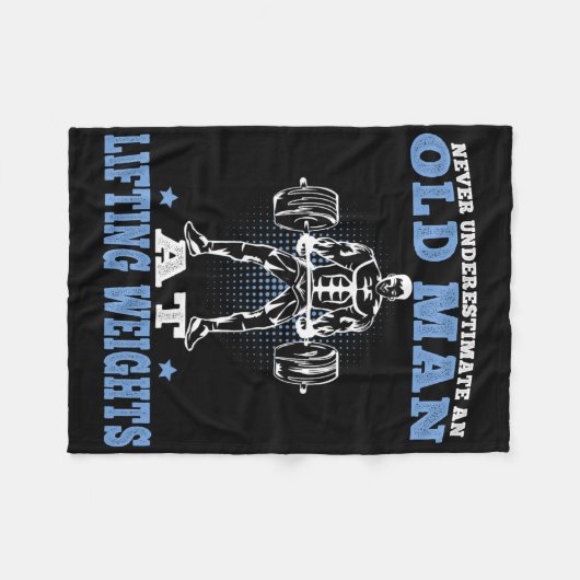 Alter Mann beim Heben des Gewichts trainiert Fitne Fleecedecke (Vorderseite (Horizontal))