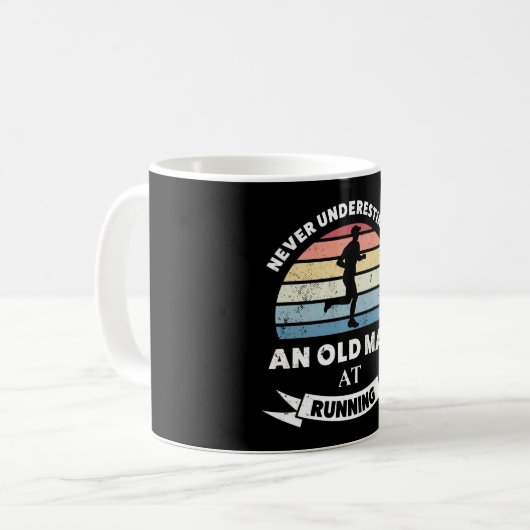 Alter Mann beim Running Funny Runner Geschenk Vate Kaffeetasse (Vorderseite Links)