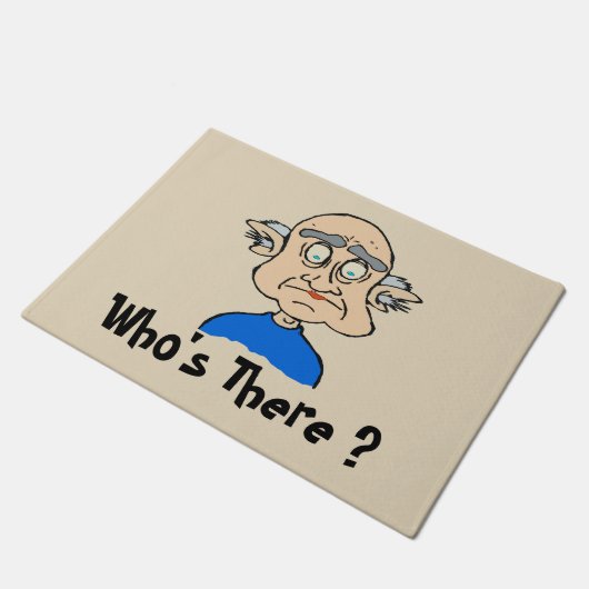 Alter Mann, Comical Wer ist da? Fußmatte (Schrägansicht)