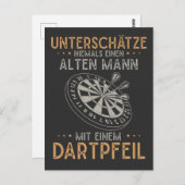 Alter Mann Dartpfeil Unteren Spaß Darts Män Postkarte (Vorne/Hinten)