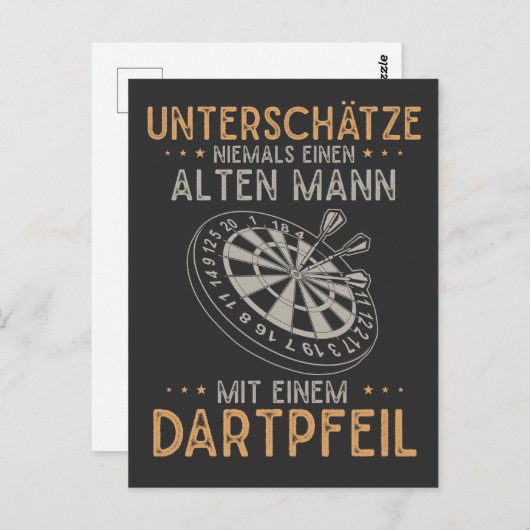 Alter Mann Dartpfeil Unteren Spaß Darts Män Postkarte (Vorne/Hinten)