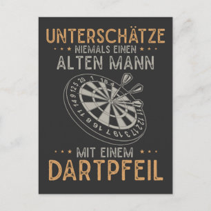 Alter Mann Dartpfeil Unteren Spaß Darts Män Postkarte