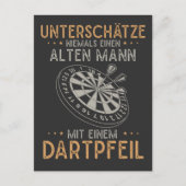 Alter Mann Dartpfeil Unteren Spaß Darts Män Postkarte (Vorderseite)