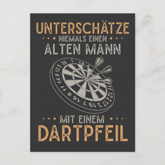 Alter Mann Dartpfeil Unteren Spaß Darts Män Postkarte (Vorderseite)