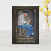 Alter Mann, der Accordion spielt Karte (Gelbe Blume)