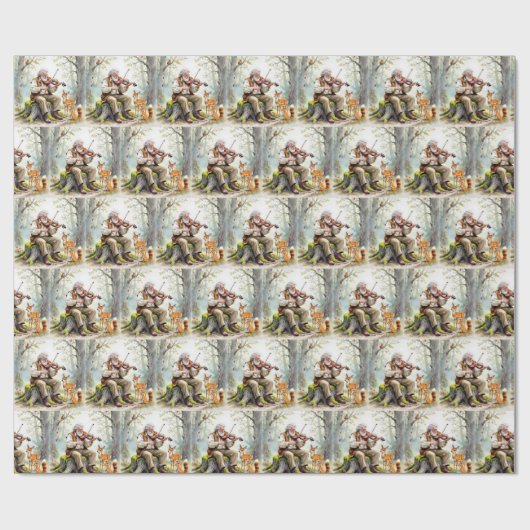 Alter Mann, der im Wald eine Geige spielt Geschenkpapier (Flach)