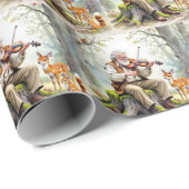 Alter Mann, der im Wald eine Geige spielt Geschenkpapier (Rolleneckpunkt)
