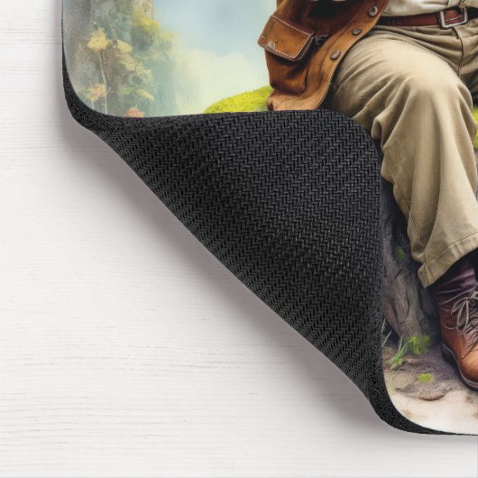 Alter Mann, der im Wald eine Geige spielt Mousepad (Ecke)