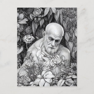 Alter Mann der Pflanze und Blume Digitale Kunst Postkarte
