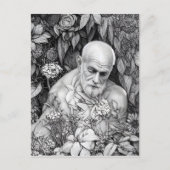 Alter Mann der Pflanze und Blume Digitale Kunst Postkarte (Vorderseite)