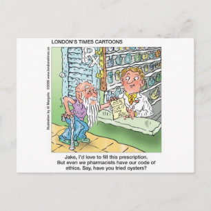 Alter Mann & Die Apotheke Lustige Verspielte Carto Postkarte
