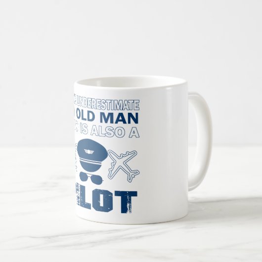 Alter Mann - ein Pilot Kaffeetasse (VorderseiteRechts)