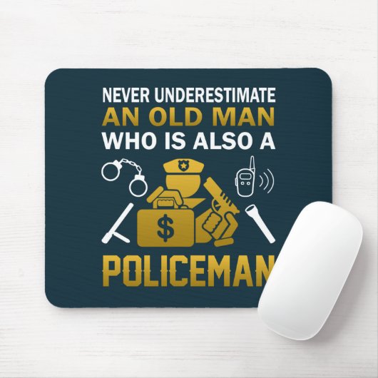 Alter Mann - ein Polizist Mousepad (Mit Mouse)