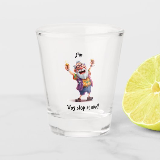 Alter Mann farbenfrohe Party Legende Schnapsglas (Vorderseite)