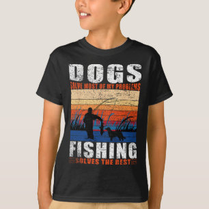 Alter Mann fischt Väter Hunde T-Shirt