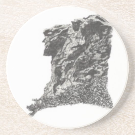 Alter Mann im Berg, NH-Skizze-Untersetzer Sandstein Untersetzer (Vorne)