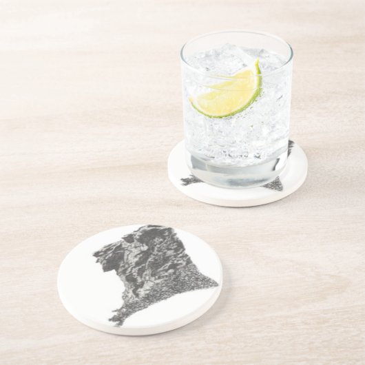 Alter Mann im Berg, NH-Skizze-Untersetzer Sandstein Untersetzer (Seite)