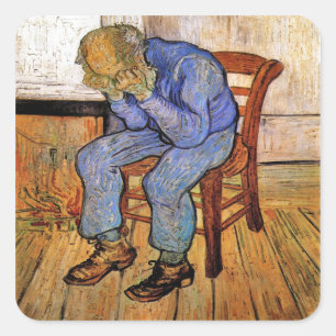 Alter Mann in Sorrow von Vincent van Gogh 1890 Quadratischer Aufkleber