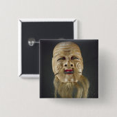 Alter Mann-Maske, Noh Theater Button (Vorne & Hinten)