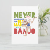 Alter Mann mit Banjo Country Music Bluegrass Gesch Einladung (Stehend Vorderseite)