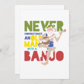 Alter Mann mit Banjo Country Music Bluegrass Gesch Einladung (Vorne/Hinten)