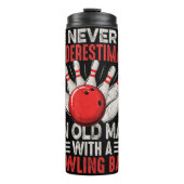 Alter Mann mit Bowling Ball Thermosbecher (Vorderseite)