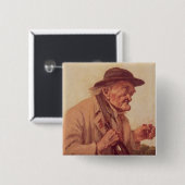 Alter Mann mit einem Glas Wein Button (Vorne & Hinten)
