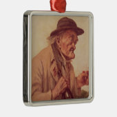 Alter Mann mit einem Glas Wein Ornament Aus Metall (Rechts)