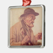 Alter Mann mit einem Glas Wein Ornament Aus Metall (Links)