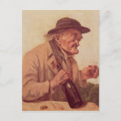 Alter Mann mit einem Glas Wein Postkarte (Vorderseite)
