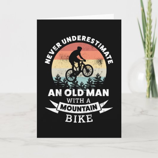 Alter Mann mit einem Mountainbike - MTB-Geschenk Karte (Vorderseite)