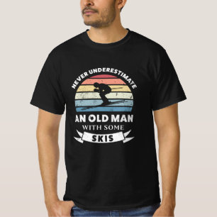 Alter Mann mit etwas Skis Funny Geschenk Vater T-Shirt