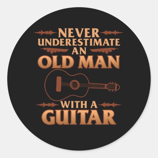 Alter Mann mit Gitarrenmusiker Musiker Gitarre Runder Aufkleber (Vorderseite)