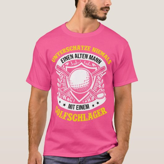 Alter Mann mit Golfklubs Golfer Golf T-Shirt (Vorderseite)