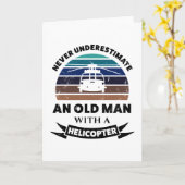 Alter Mann mit Helikopter Funny Gift Vater Karte (Gelbe Blume)