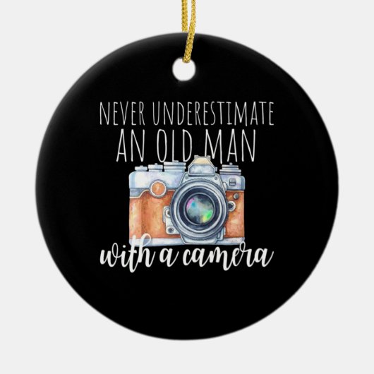 Alter Mann mit Kamera Keramik Ornament (Vorne)